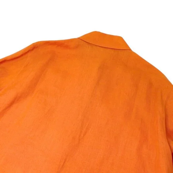 HERMES Vintage H Logo Horse Carriage Embroidery Shirt #36 Orange Button [106322] - Picture 6 of 12
